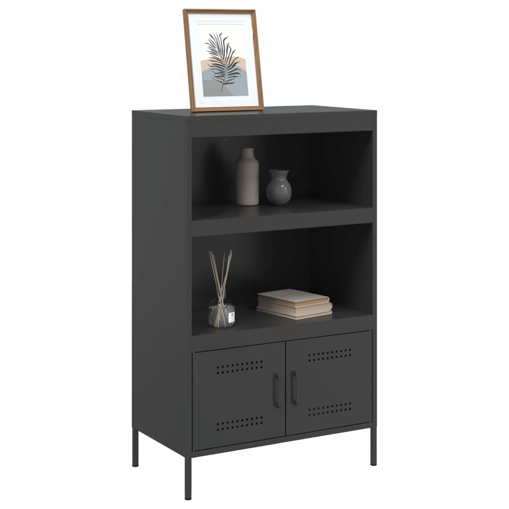 vidaXL Hoge kast 68x39x113 cm staal zwart