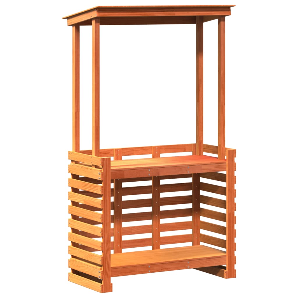 vidaXL Tuinbartafel 113,5x50x103 cm massief grenenhout wit