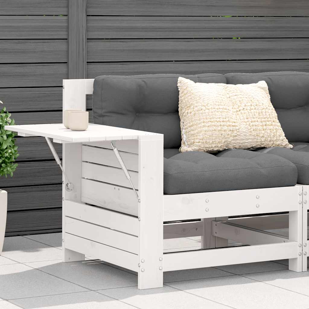 vidaXL Tuinbank met armleuning en klaptafel massief grenenhout