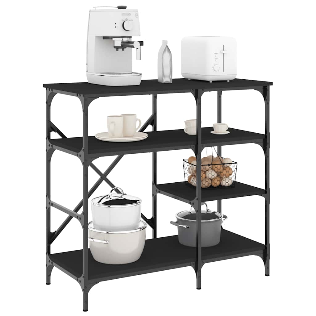 vidaXL Baker's Rack 90x40x84 cm engineered wood and metal black