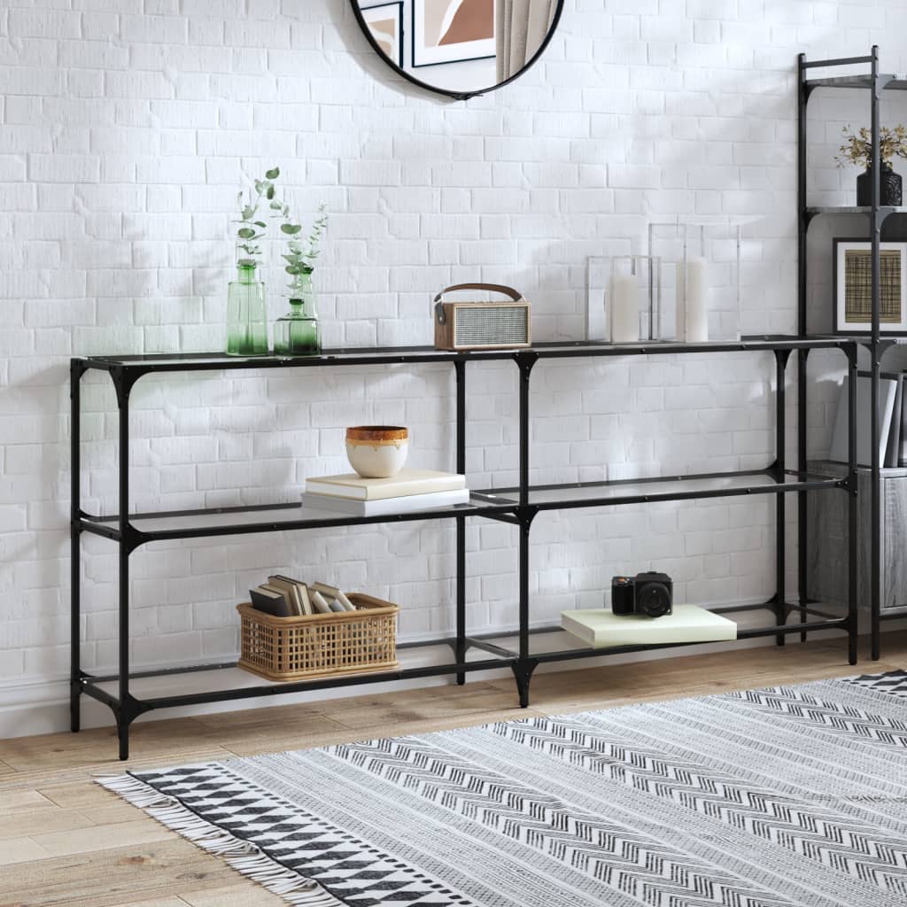 vidaXL Wandtafel met transparant glazen blad 98x30x81 cm staal