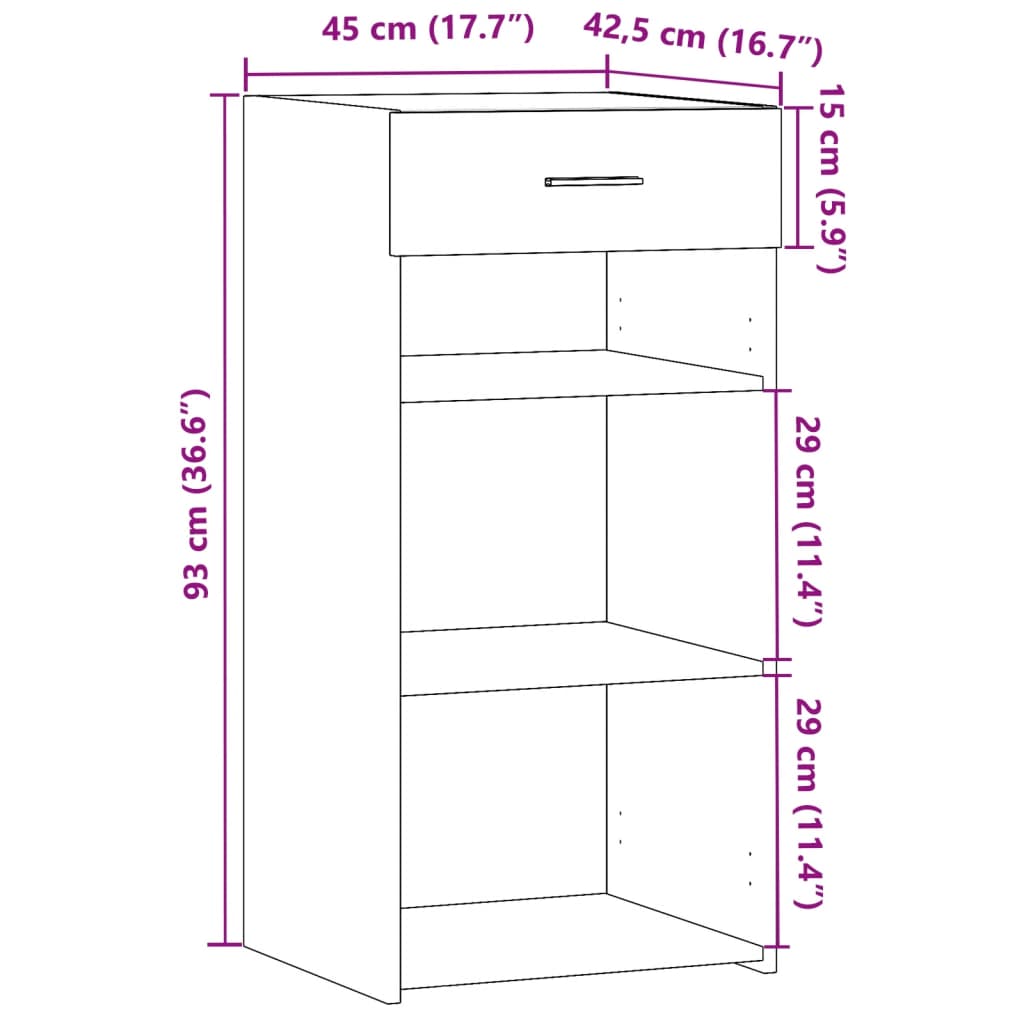 vidaXL Sideboard 45x42.5x93 cm engineered wood white