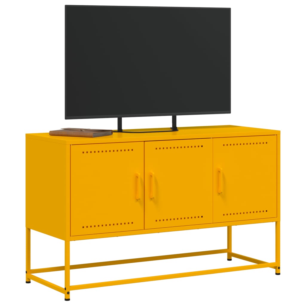 vidaXL Tv-meubel 100,5x39x60,5 cm staal zwart