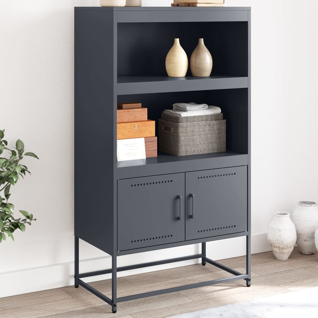 vidaXL Hoge kast 68,5x38,5x123,5 cm staal zwart
