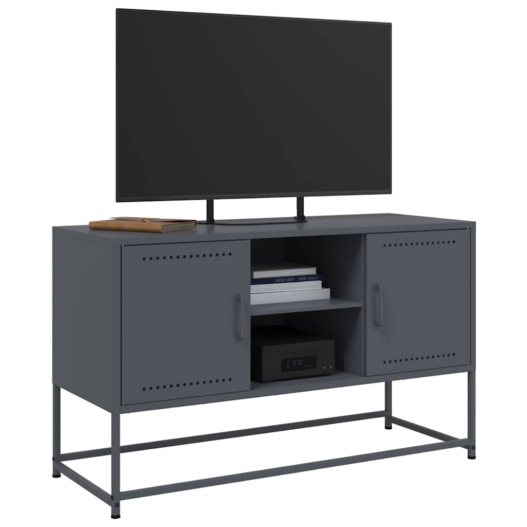 vidaXL Tv-meubel 100,5x39x60,5 cm staal zwart