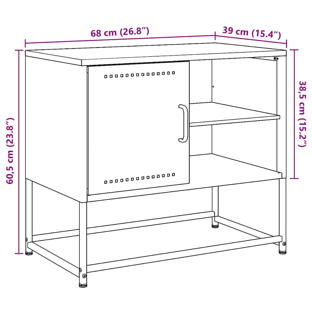 vidaXL Tv-meubel 68x39x60,5 cm staal zwart