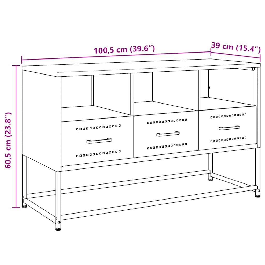 vidaXL Tv-meubel 100,5x39x60,5 cm staal zwart