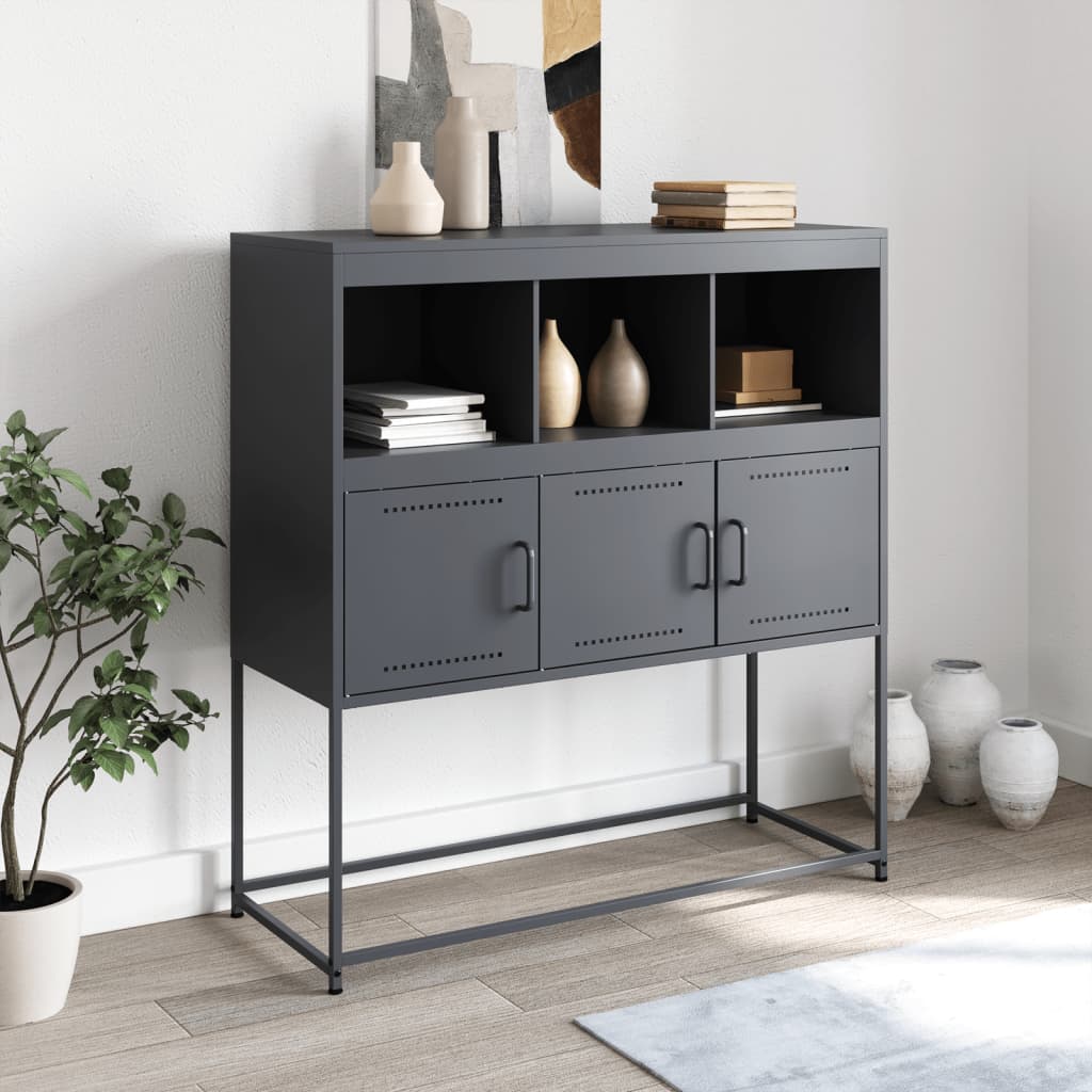 vidaXL Dressoir 100,5x39x107 cm staal zwart