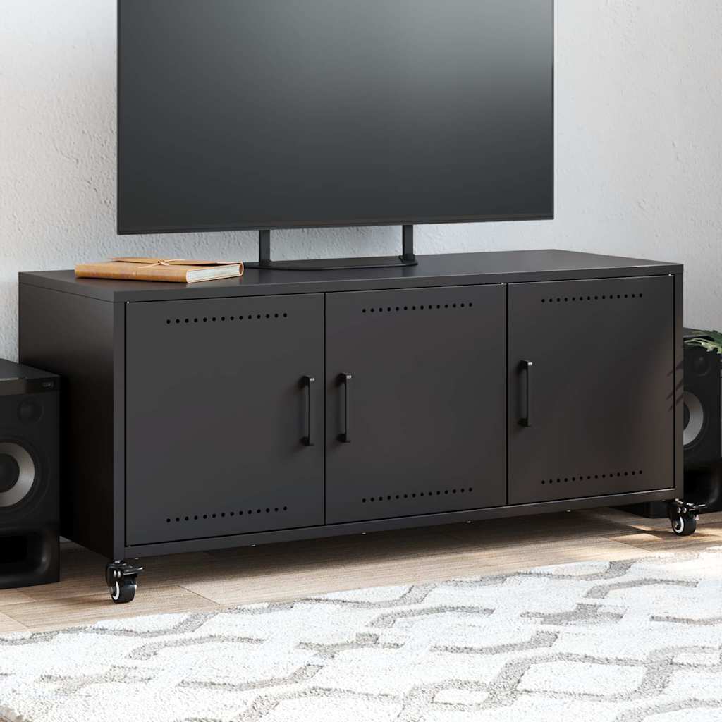 vidaXL Tv-meubel 100,5x39x43,5 cm staal zwart