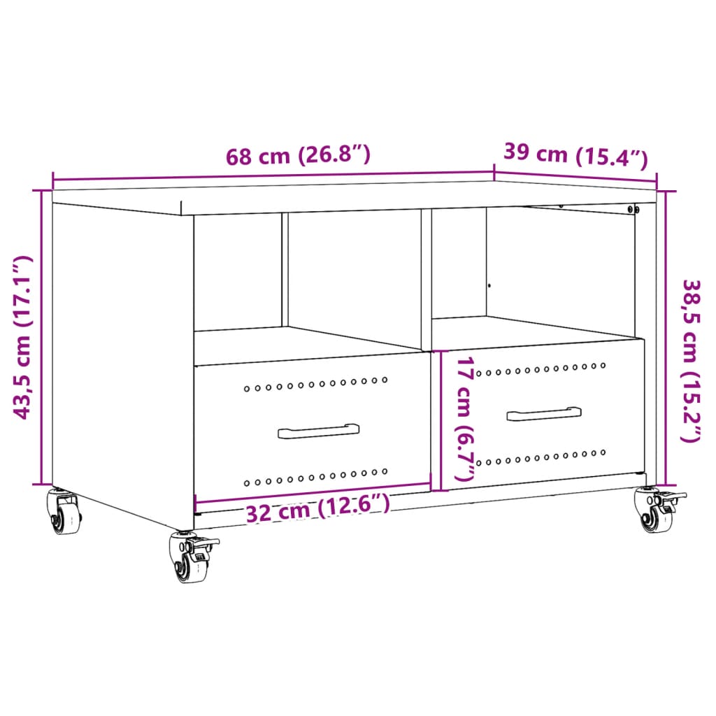vidaXL TV Cabinet 68x39x43.5 cm Steel Black