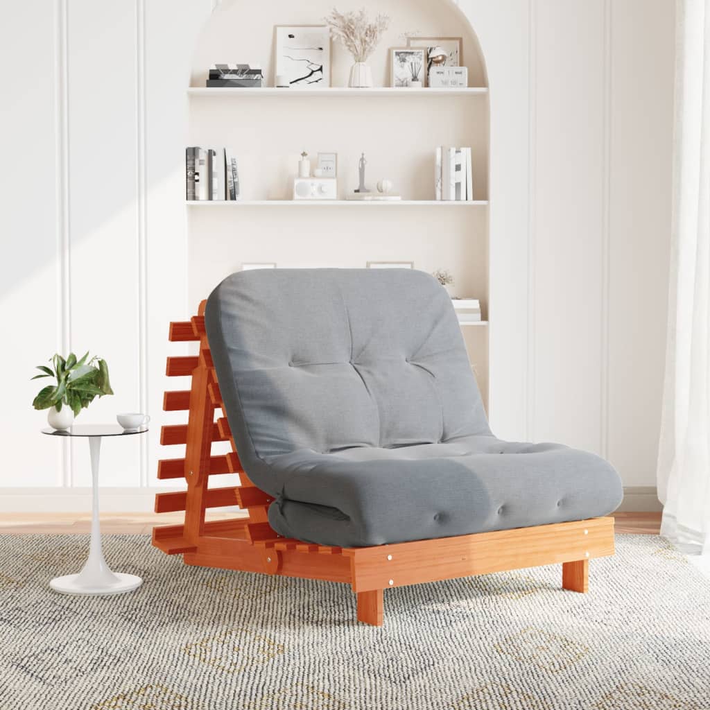 vidaXL Futon Sofa Bed with Mattress 60x206x11 cm Solid Pine Wood