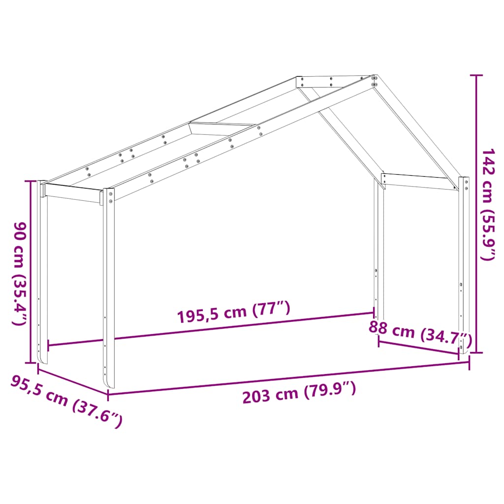 vidaXL Kinderbedhuisje 213x95,5x144,5 cm massief grenenhout