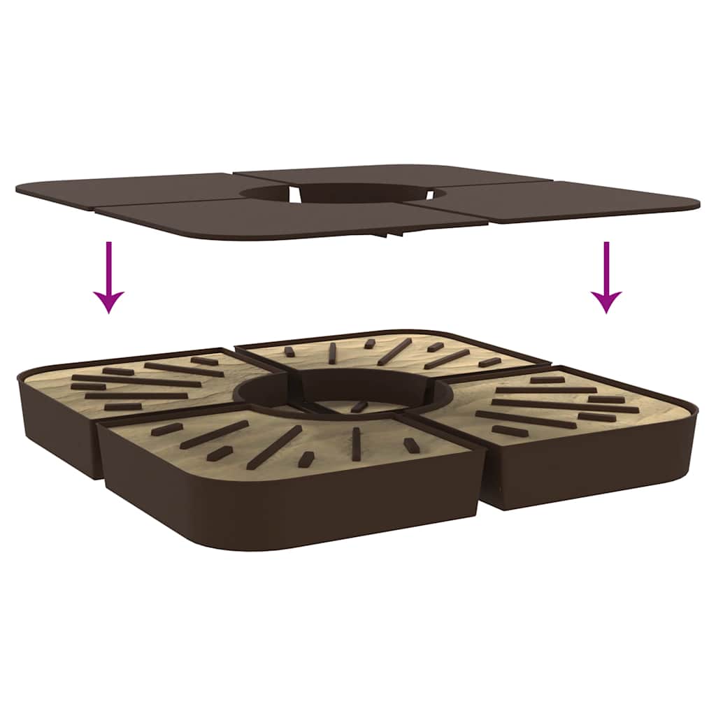 vidaXL 4-delige Set parasolvoeten voor kruisvoet parasol 100 kg PP