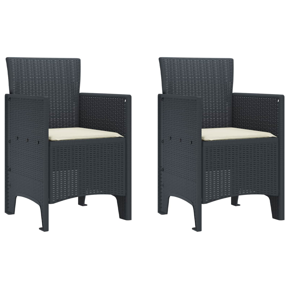 vidaXL Garden chair 2 pcs Anthracite 53 x 49 x 85 cm Polypropylene