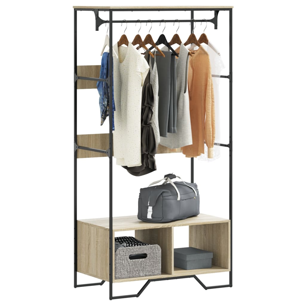 vidaXL Kledingkast 90x50x180 cm bewerkt hout zwart
