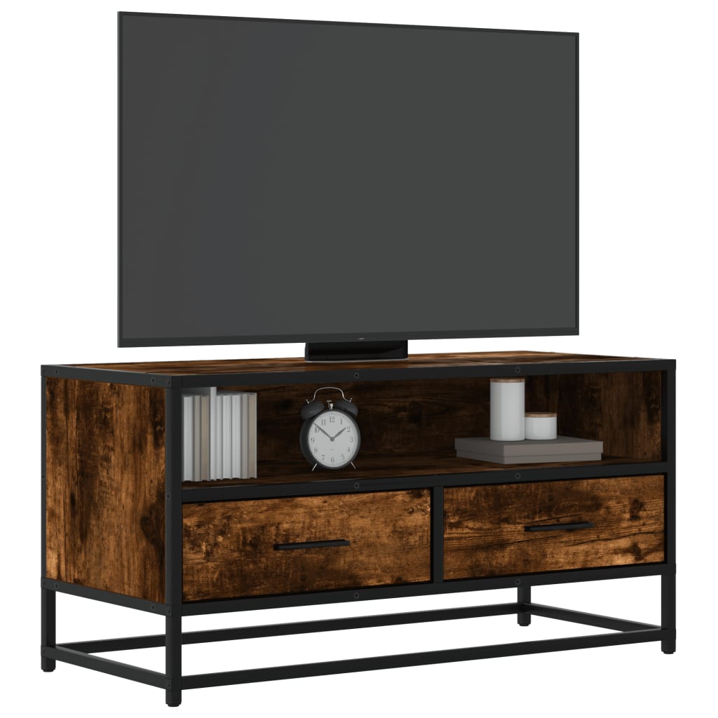 vidaXL Tv-meubel 80x34,5x40 cm bewerkt hout en metaal zwart