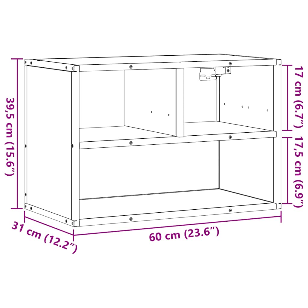 vidaXL Tv-meubel 60x31x39,5 cm bewerkt hout en metaal zwart