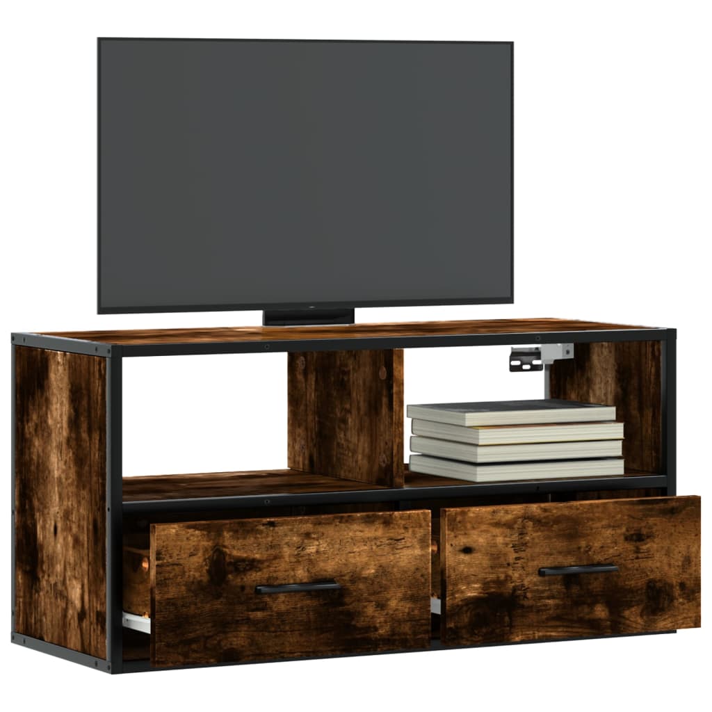 vidaXL Tv-meubel 60x31x39,5 cm bewerkt hout en metaal zwart