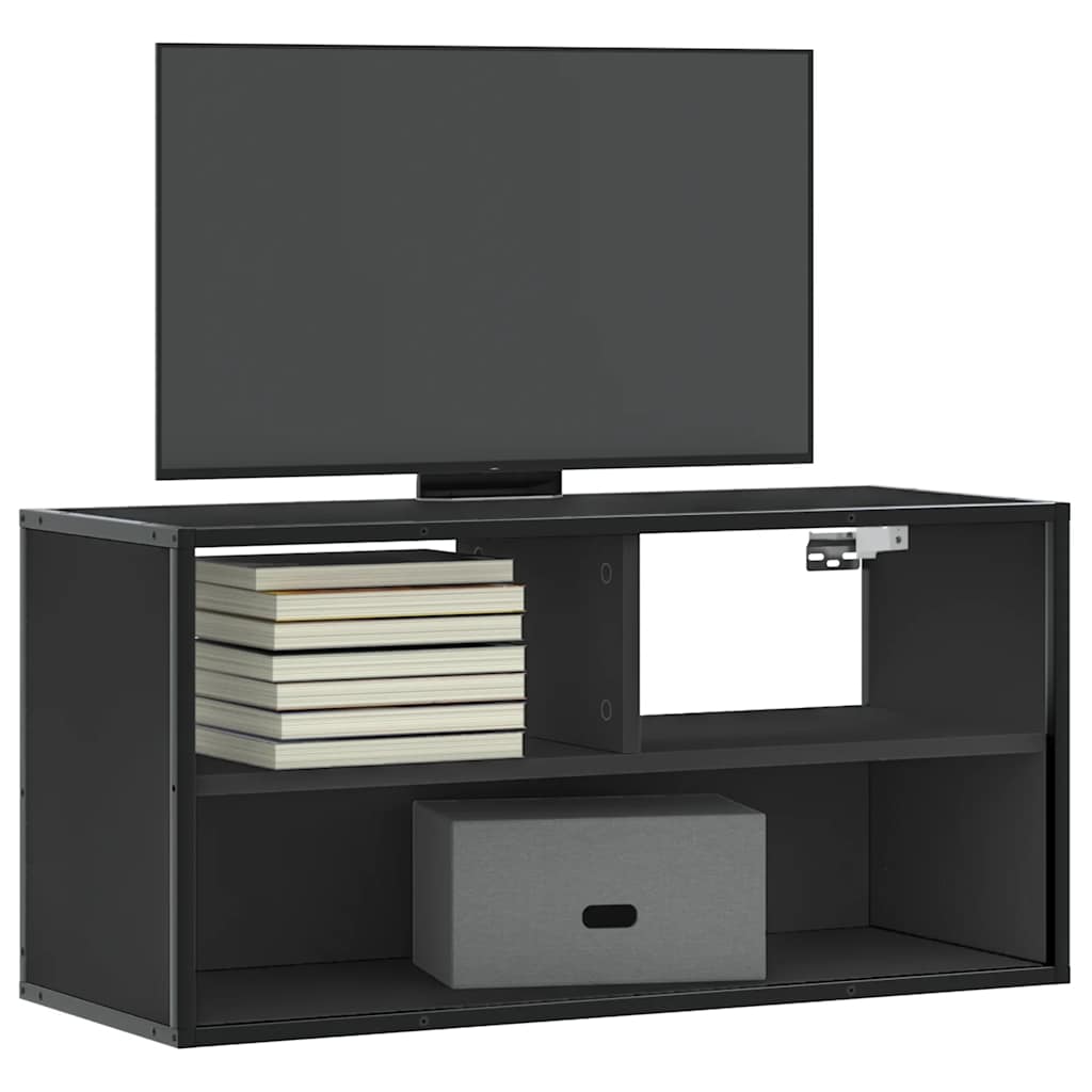 vidaXL Tv-meubel 60x31x39,5 cm bewerkt hout en metaal zwart