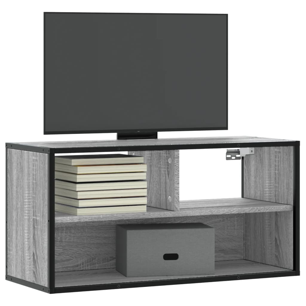 vidaXL Tv-meubel 60x31x39,5 cm bewerkt hout en metaal zwart