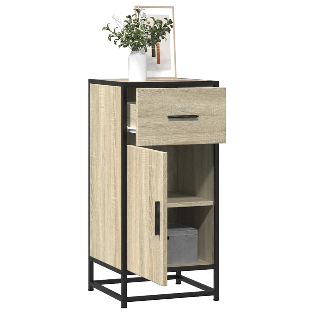 vidaXL Dressoir 35,5x35x76 cm bewerkt hout en metaal zwart