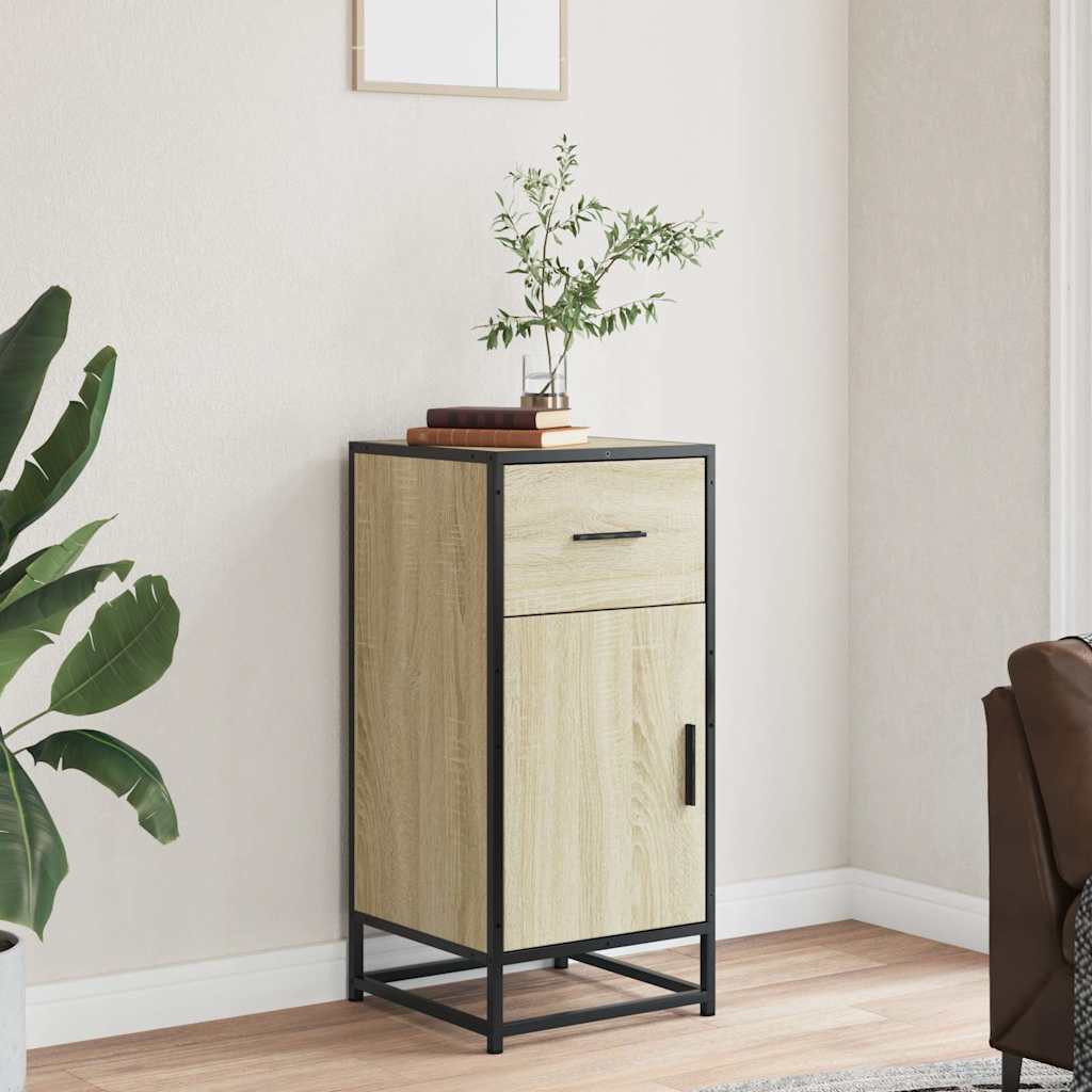 vidaXL Dressoir 35,5x35x76 cm bewerkt hout en metaal zwart