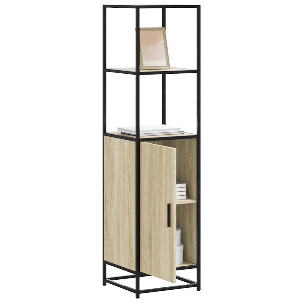 vidaXL Hoge kast 35,5x35x139 cm bewerkt hout en metaal sonoma eiken