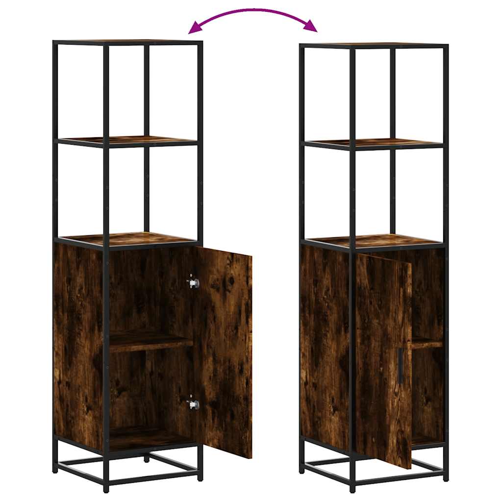 vidaXL Hoge kast 35,5x35x139 cm bewerkt hout en metaal sonoma eiken