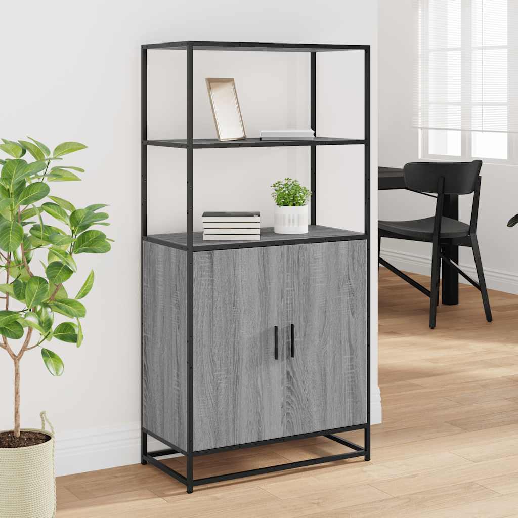 vidaXL Hoge kast 68x35x139 cm bewerkt hout en metaal zwart