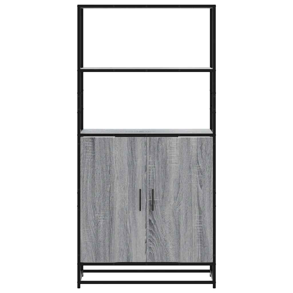 vidaXL Hoge kast 68x35x139 cm bewerkt hout en metaal zwart