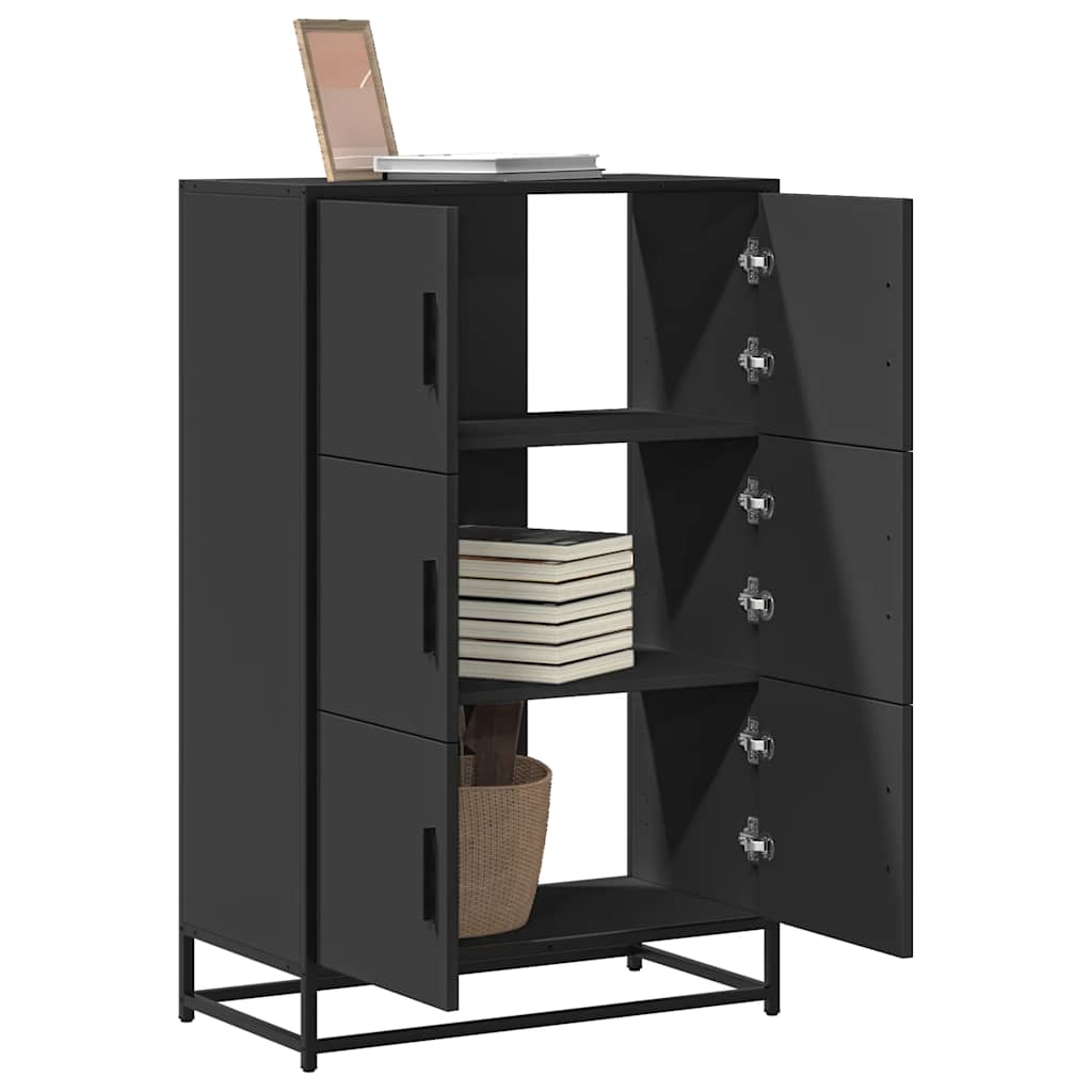 vidaXL Hoge kast 68x35x106,5 cm bewerkt hout en metaal zwart