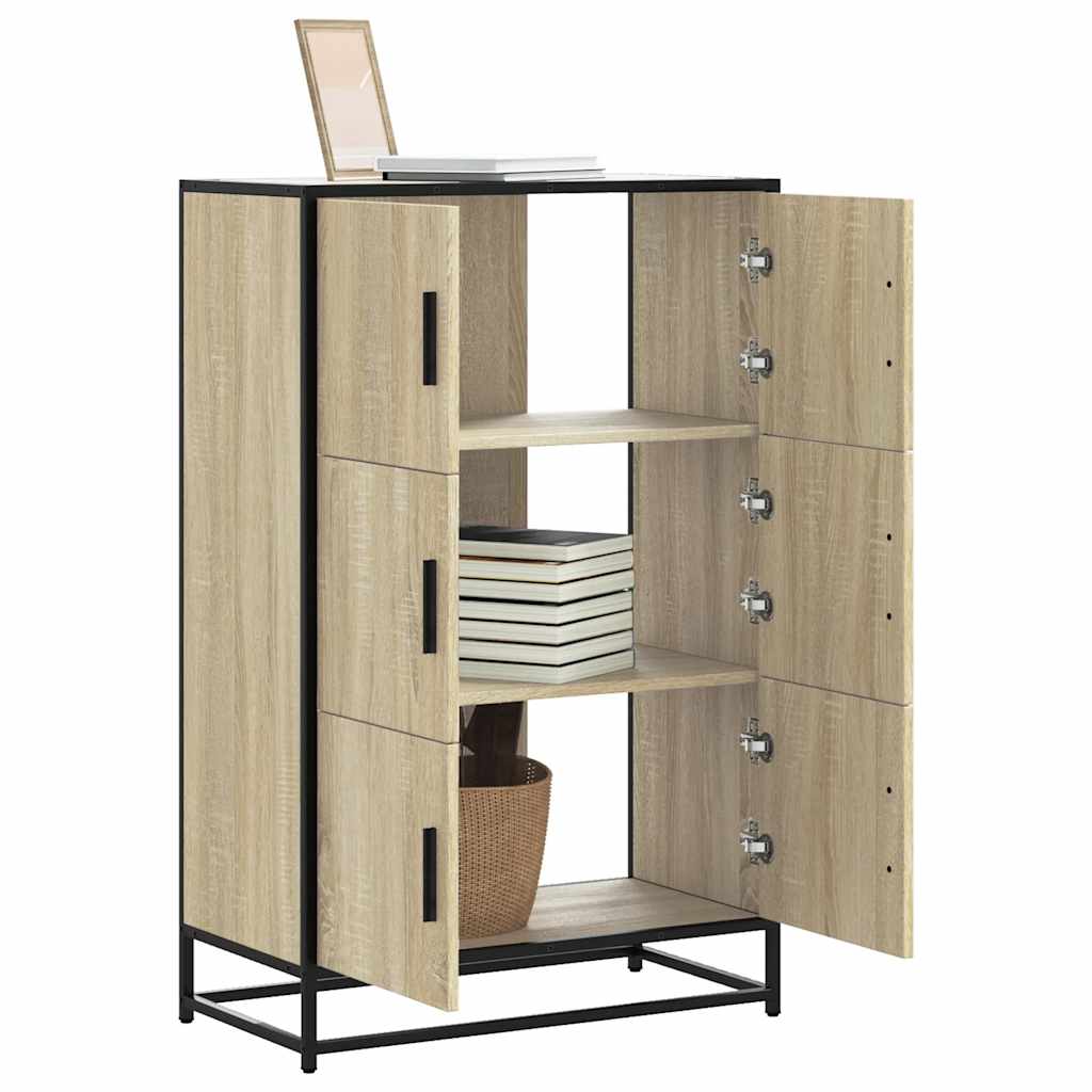 vidaXL Hoge kast 68x35x106,5 cm bewerkt hout en metaal zwart