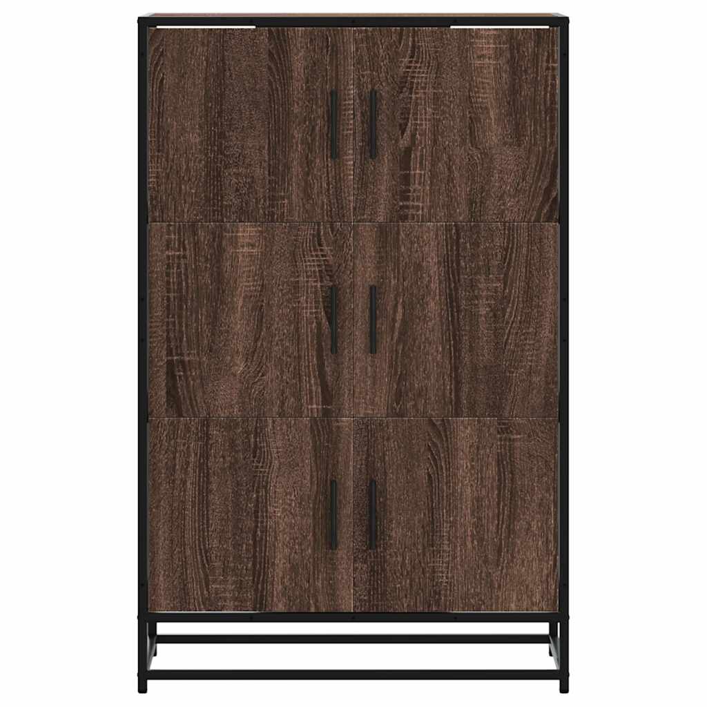 vidaXL Hoge kast 68x35x106,5 cm bewerkt hout en metaal zwart