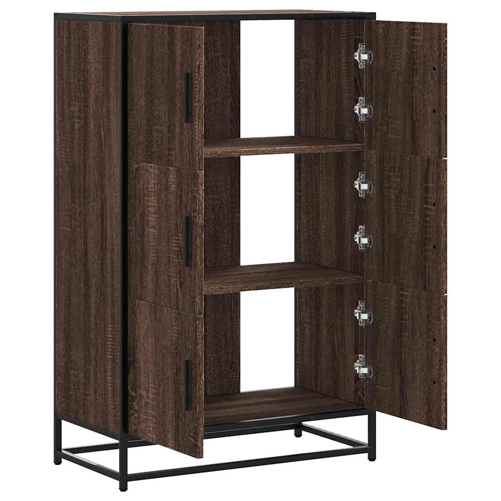 vidaXL Hoge kast 68x35x106,5 cm bewerkt hout en metaal zwart