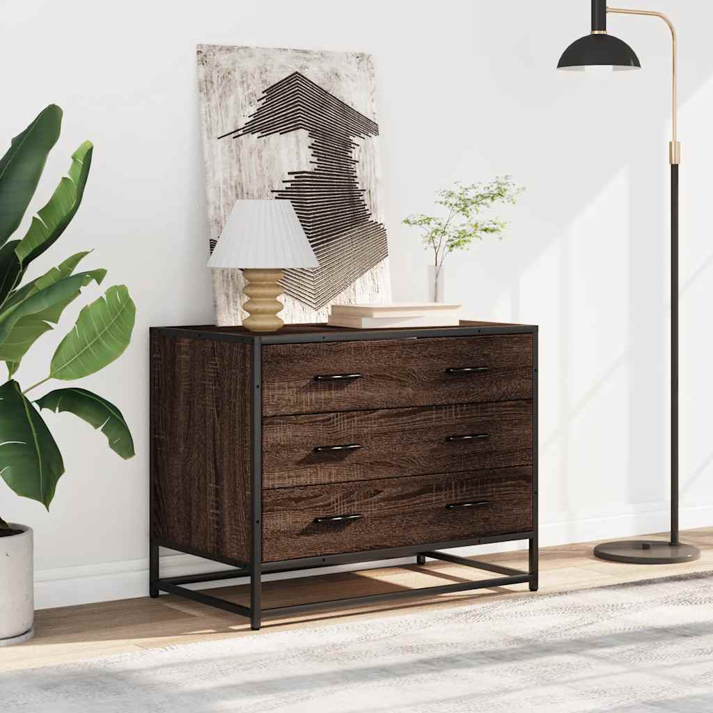 vidaXL Ladekast 70x41x56 cm bewerkt hout zwart