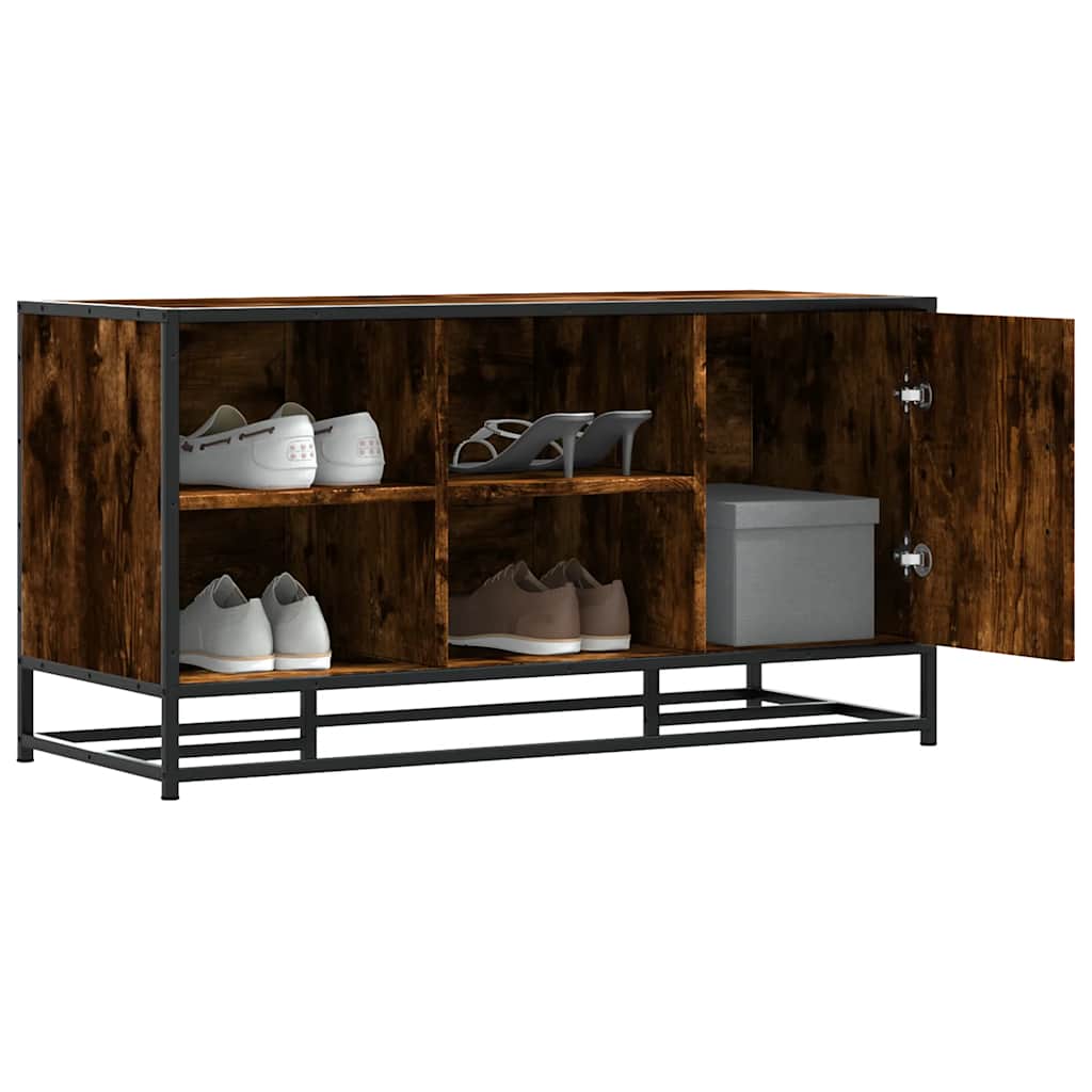 vidaXL Schoenenbank 100x40x53,5 cm bewerkt hout en metaal zwart