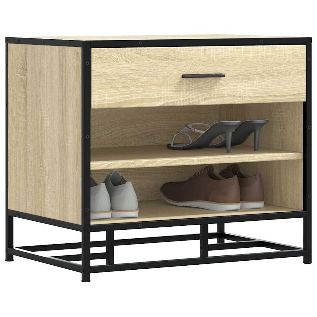vidaXL Schoenenbank 60x40x53,5 cm bewerkt hout en metaal zwart