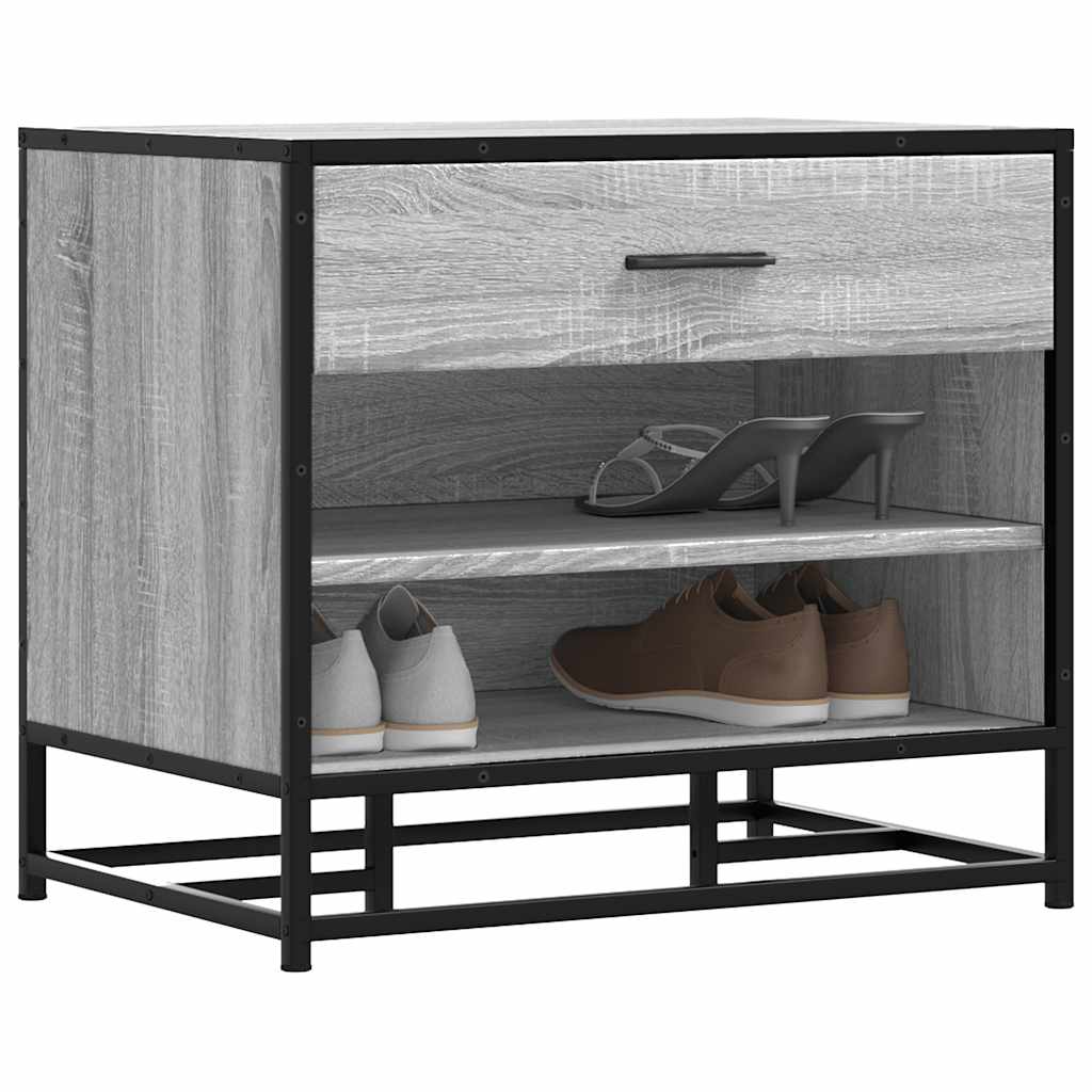 vidaXL Schoenenbank 60x40x53,5 cm bewerkt hout en metaal zwart