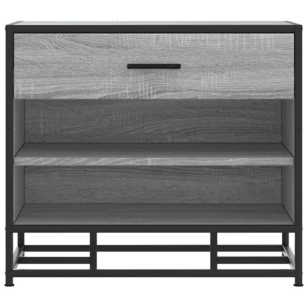 vidaXL Schoenenbank 60x40x53,5 cm bewerkt hout en metaal zwart