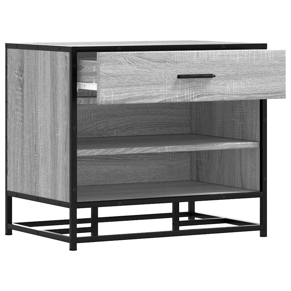 vidaXL Schoenenbank 60x40x53,5 cm bewerkt hout en metaal zwart