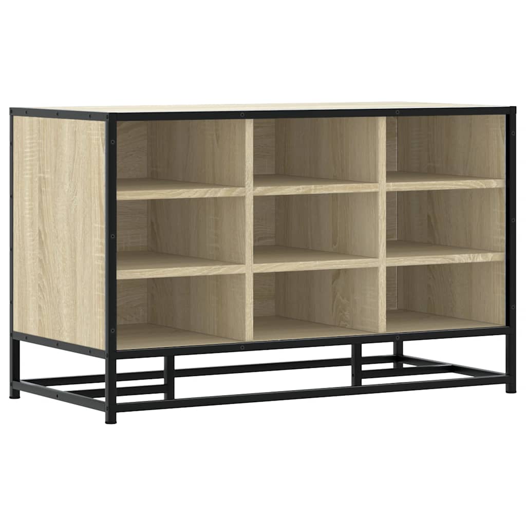 vidaXL Schoenenbank 84x40x53,5 cm bewerkt hout en metaal zwart