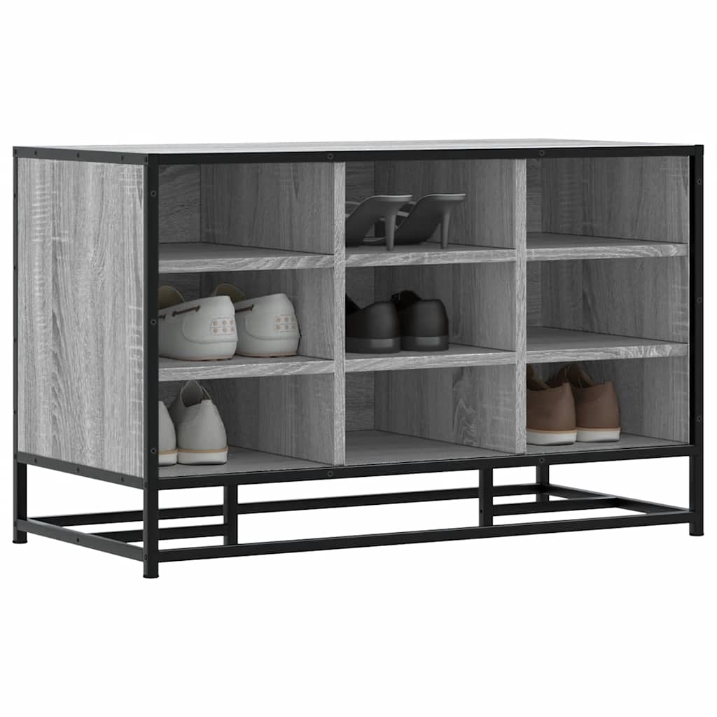 vidaXL Schoenenbank 84x40x53,5 cm bewerkt hout en metaal zwart