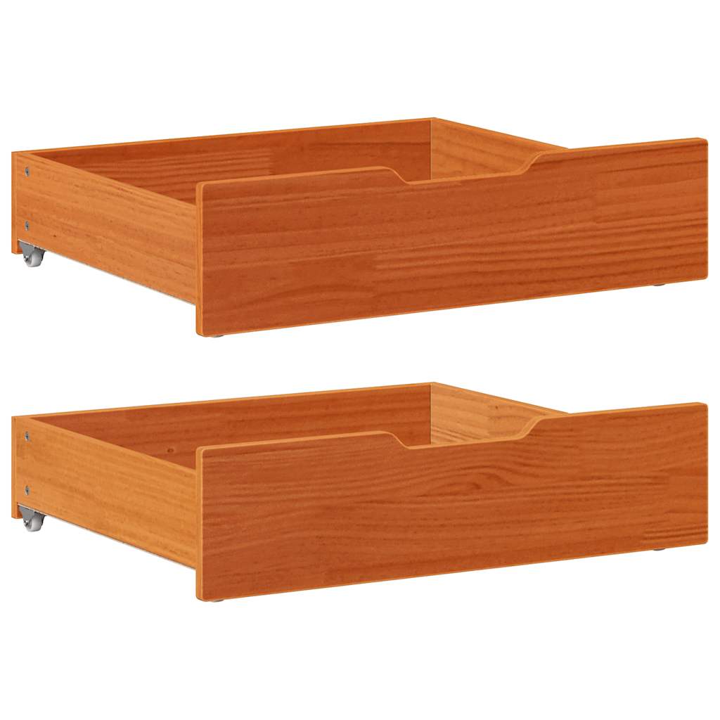 vidaXL Under-bed drawers 2 pcs with wheels 95x55x17 cm solid pine wood