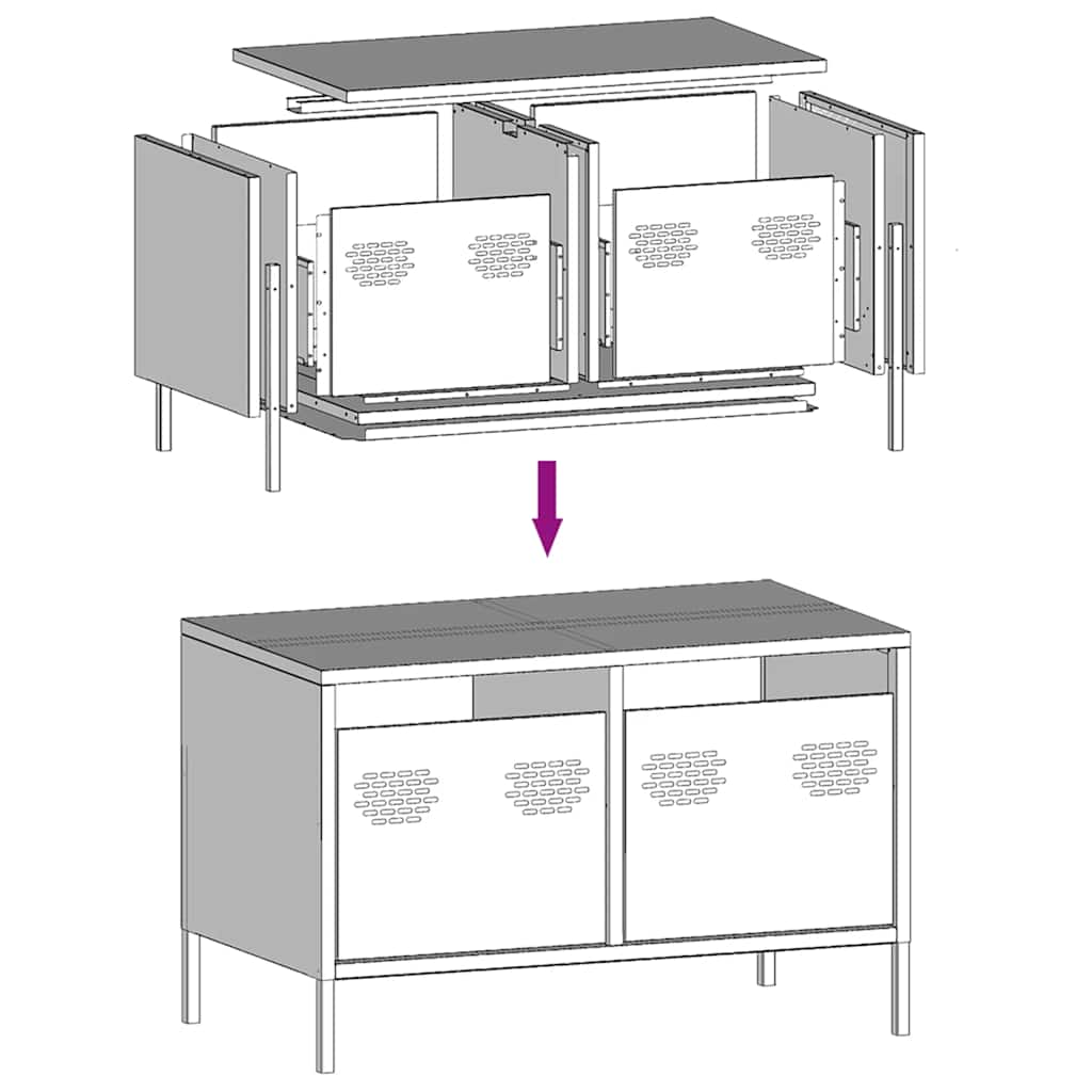 vidaXL TV Cabinet 101.5x39x43.5 cm Cold Rolled Steel Black