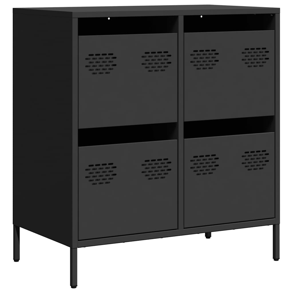 vidaXL Dressoir 68x39x73,5 cm koudgewalst staal zwart