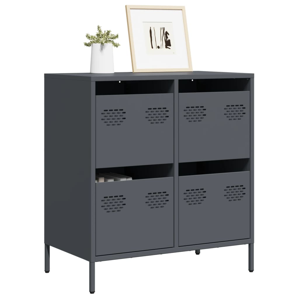 vidaXL Dressoir 68x39x73,5 cm koudgewalst staal zwart