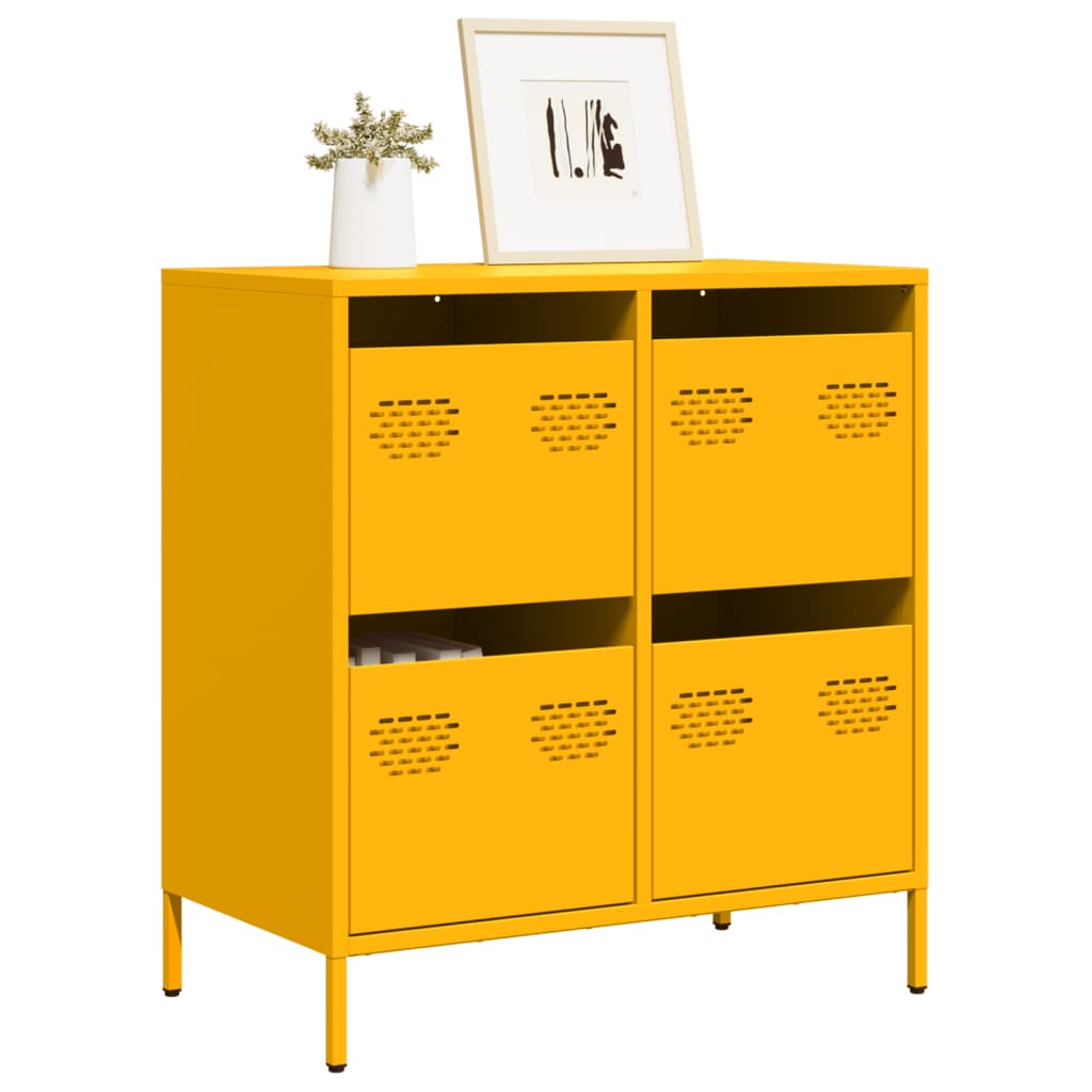 vidaXL Dressoir 68x39x73,5 cm koudgewalst staal zwart