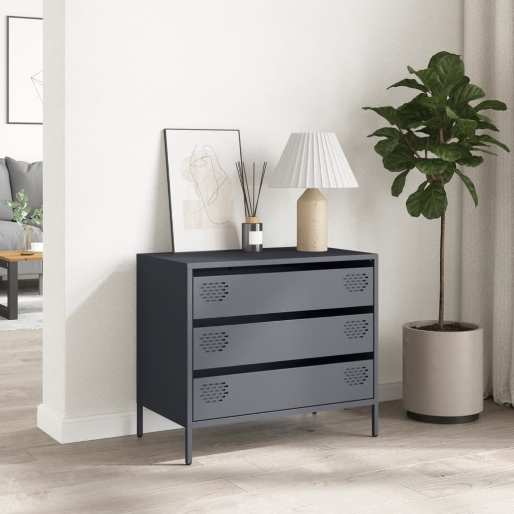 vidaXL Dressoir 68x39x58,5 cm koudgewalst staal zwart