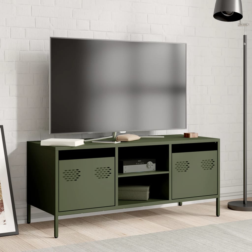 vidaXL Tv-meubel 101,5x39x43,5 cm koudgewalst staal zwart