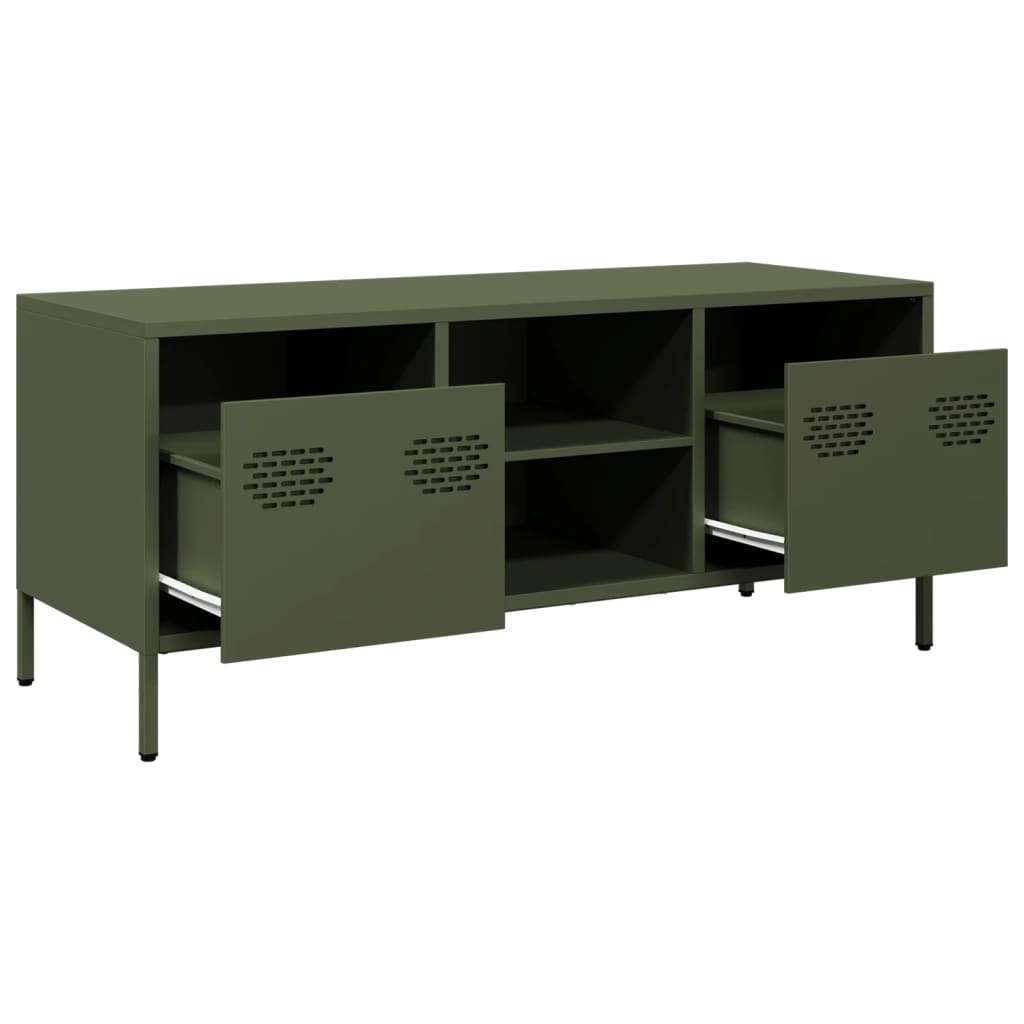 vidaXL Tv-meubel 101,5x39x43,5 cm koudgewalst staal zwart